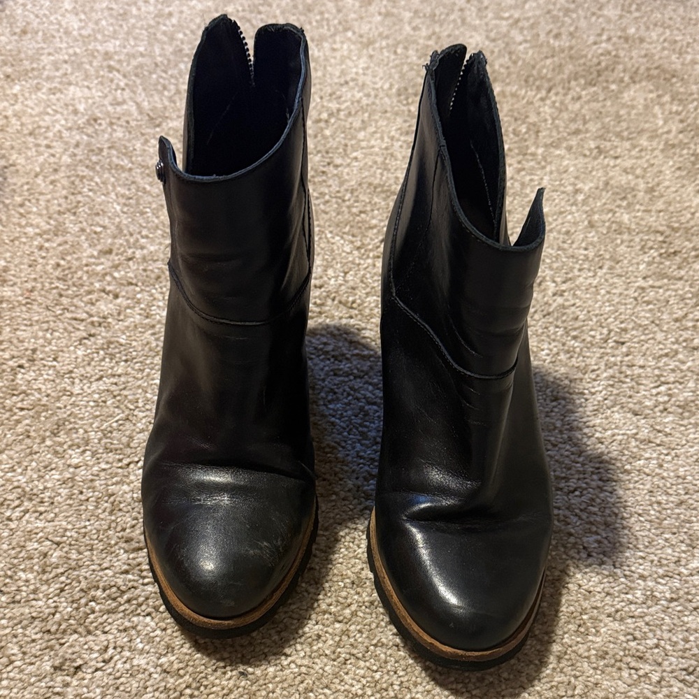 UGG Black Leather Ankle Booties